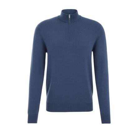 Fundamentals heren Slender fit trui met rits - Indigo - Katoen - Maat: XS