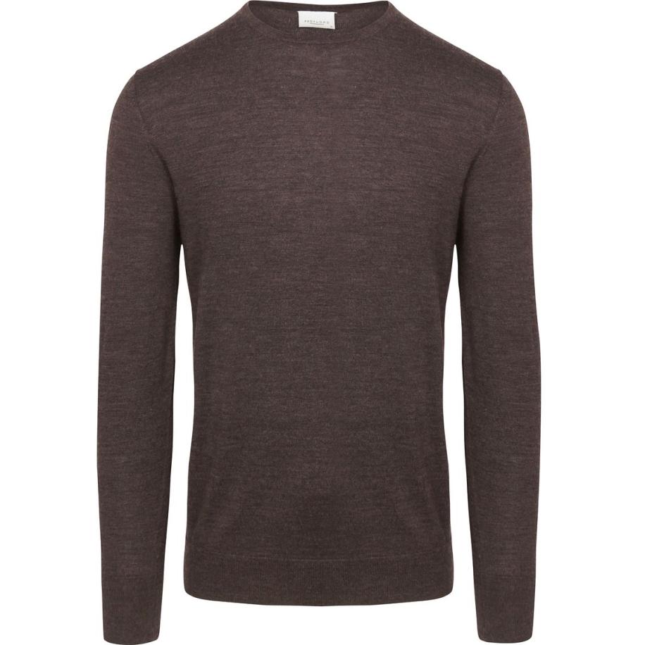Profuomo Pullover Merinowol Bruin Bruin