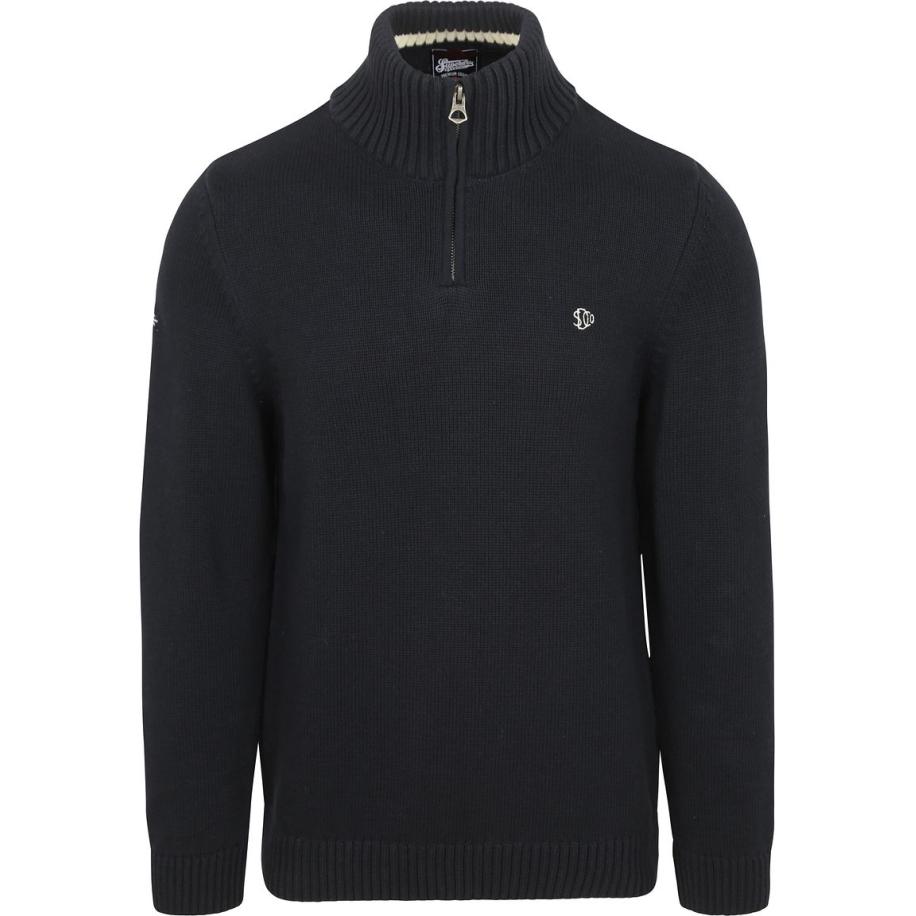 Superdry Half Zip Trui Heavy Navy Blauw