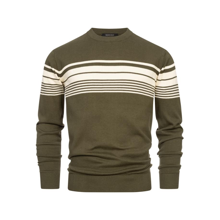 INDICODE JEANS INDICODE JEANS Trui League olijfgroen / wit -