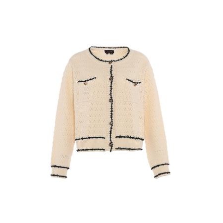 caspio caspio Gebreid vest lichtbeige / zwart