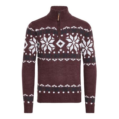 !Solid Trui Norwin navy / wijnrood / wit