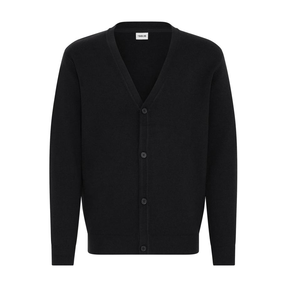 !Solid Gebreid vest Finto zwart Zwart