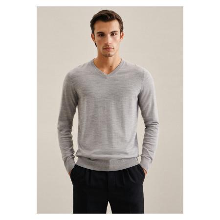 Seidensticker Trui V-halslichtgrijs, Effen