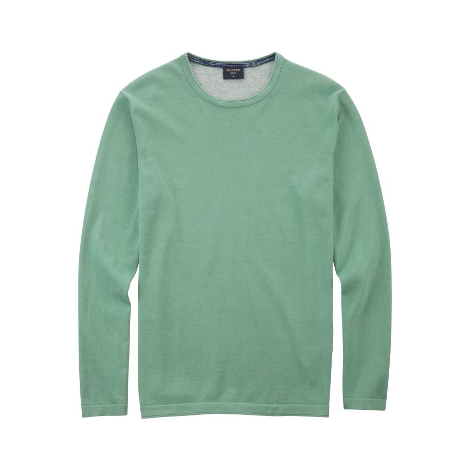 OLYMP Casual Trui ronde hals smaragd, Effen Blauw