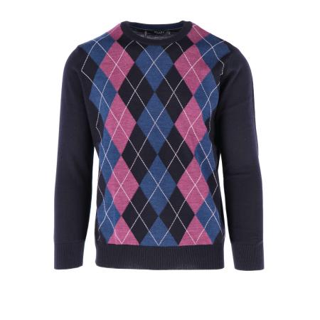 MAERZ Trui ronde halsdonkerblauw, Motief