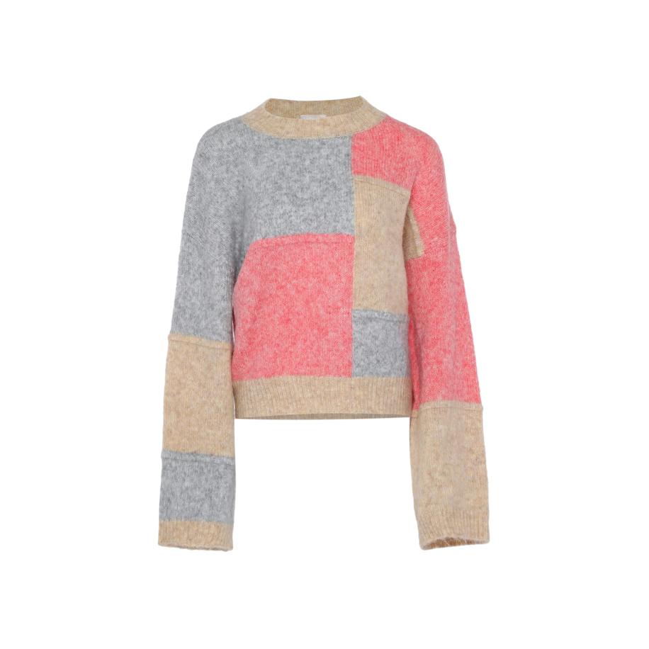 Jalene Jalene Trui beige gemêleerd / grijs gemêleerd / watermeloen rood -