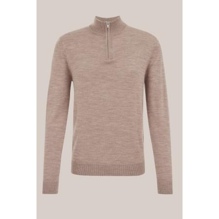 Fundamentals heren Slim fit trui van merinowol - Slim Fit - Lichtbruin - Merino wol - Maat: S