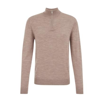 Fundamentals heren Slim fit trui van merinowol - Lichtbruin - Merino wol - Maat: XXL