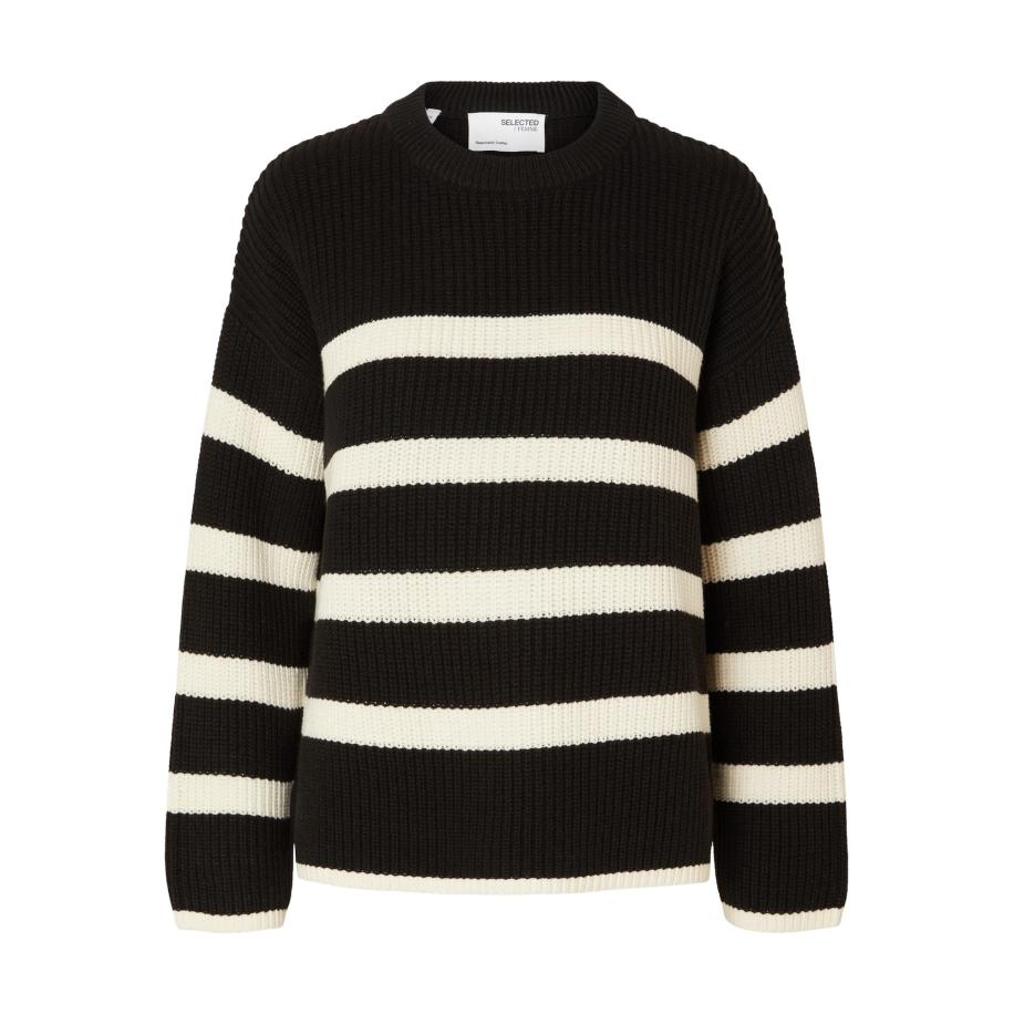 Selected SELECTED Trui Bloomie zwart / wit -