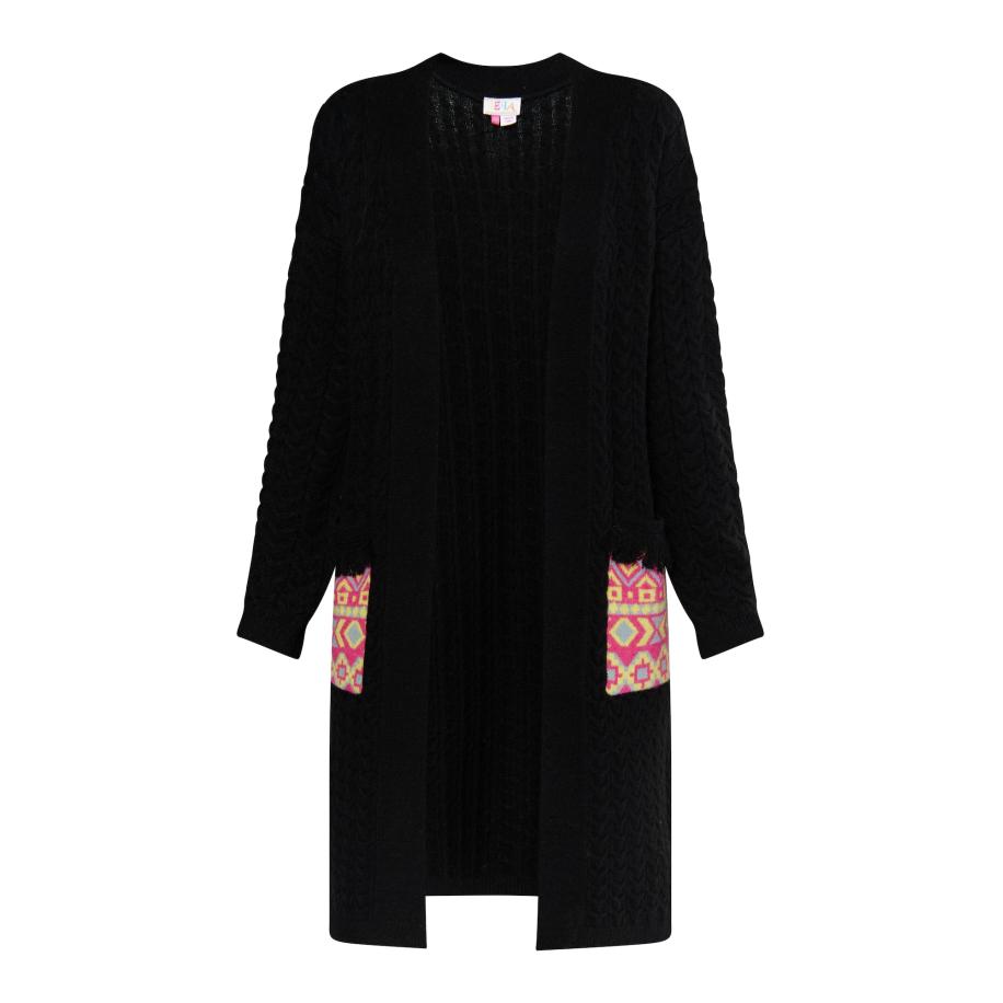 IZIA IZIA Gebreid vest lichtblauw / geel / pink / zwart -