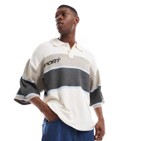 COLLUSION - Gebreid voetbalshirt in beige-Bruin