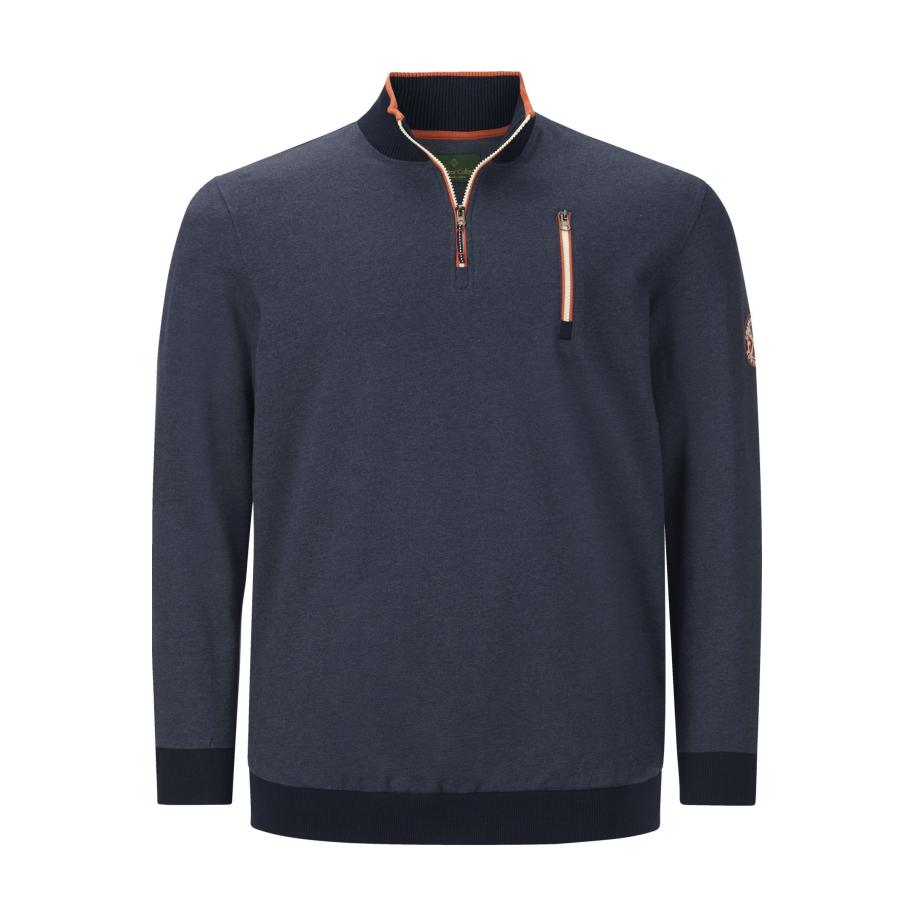 Charles Colby Sweatshirt ritssluitingdonkerblauw, Effen Blauw