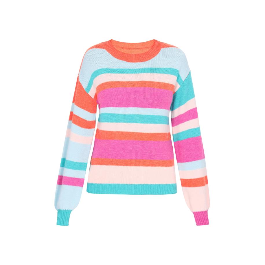 MYMO MYMO Trui Back To School crème / mintgroen / kreeft / neonroze -