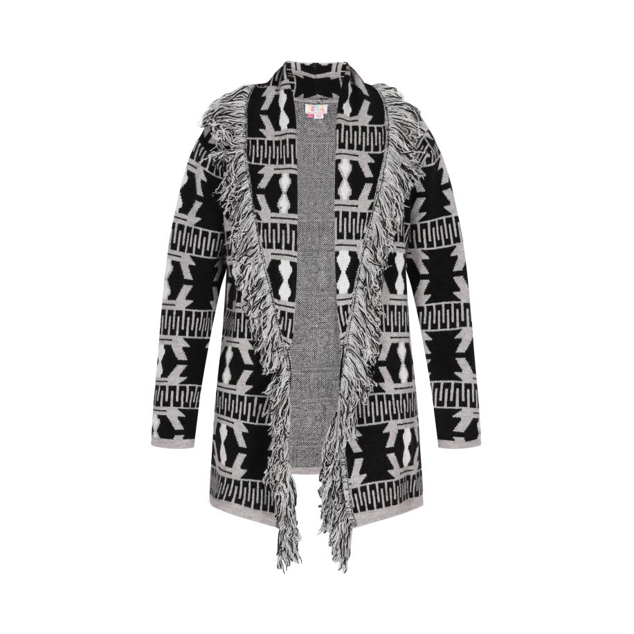 IZIA IZIA Gebreid vest grijs / zwart / wit -