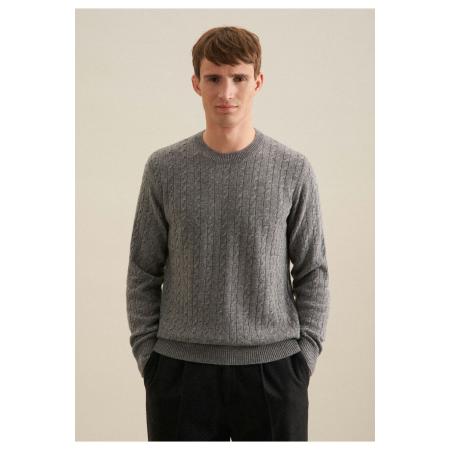 Seidensticker Trui ronde halslichtgrijs, Cable knit