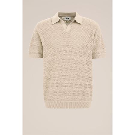 WE Fashion Heren Regular fit gehaakte polo - Regular fit - Beige - Katoen - Maat: L