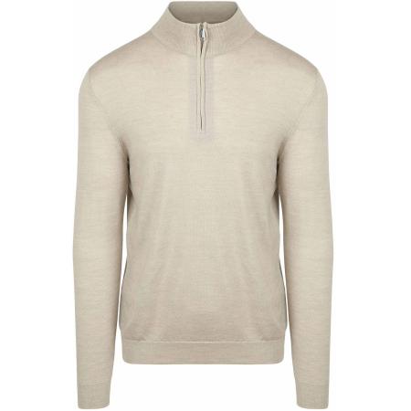 Profuomo Half Zip Pullover Merinowol Beige