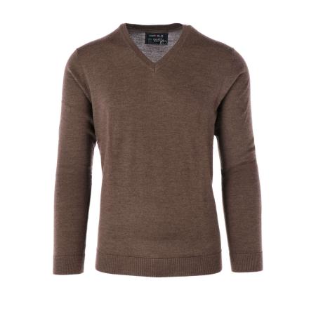 Marvelis Casual Trui V-hals bruin, Effen