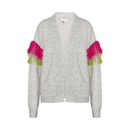 IZIA IZIA Gebreid vest Hoona citroengeel / grijs gemêleerd / pink