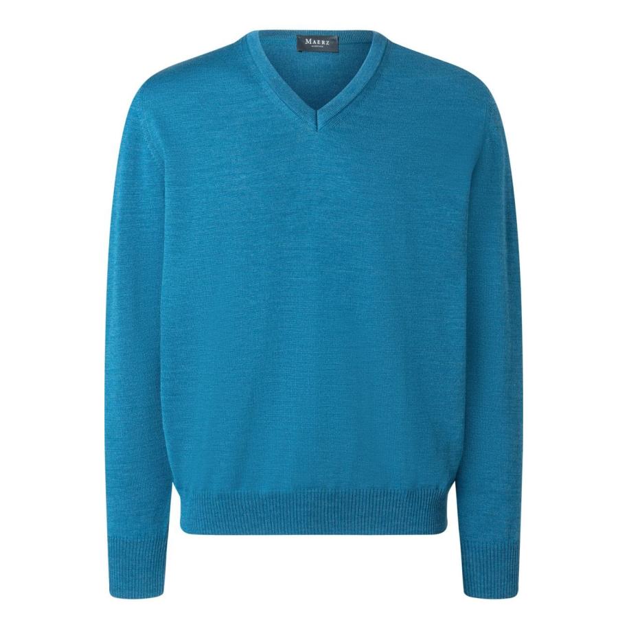 MAERZ Superwash Trui V-hals, Effen Multicolor