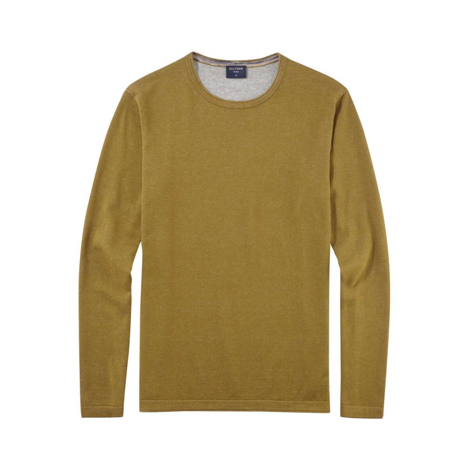 OLYMP Casual Trui ronde hals modder, Effen Bruin