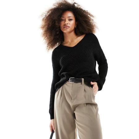 JDY Ruimvallende trui met lange mouwen in zwart