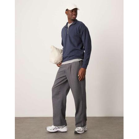 New Look - Sweatshirt met opstaande boord en 1/4 rits in marineblauw