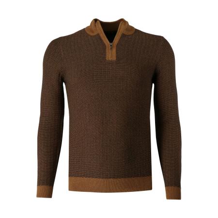 Marvelis Casual Trui ritssluiting caramel, Effen