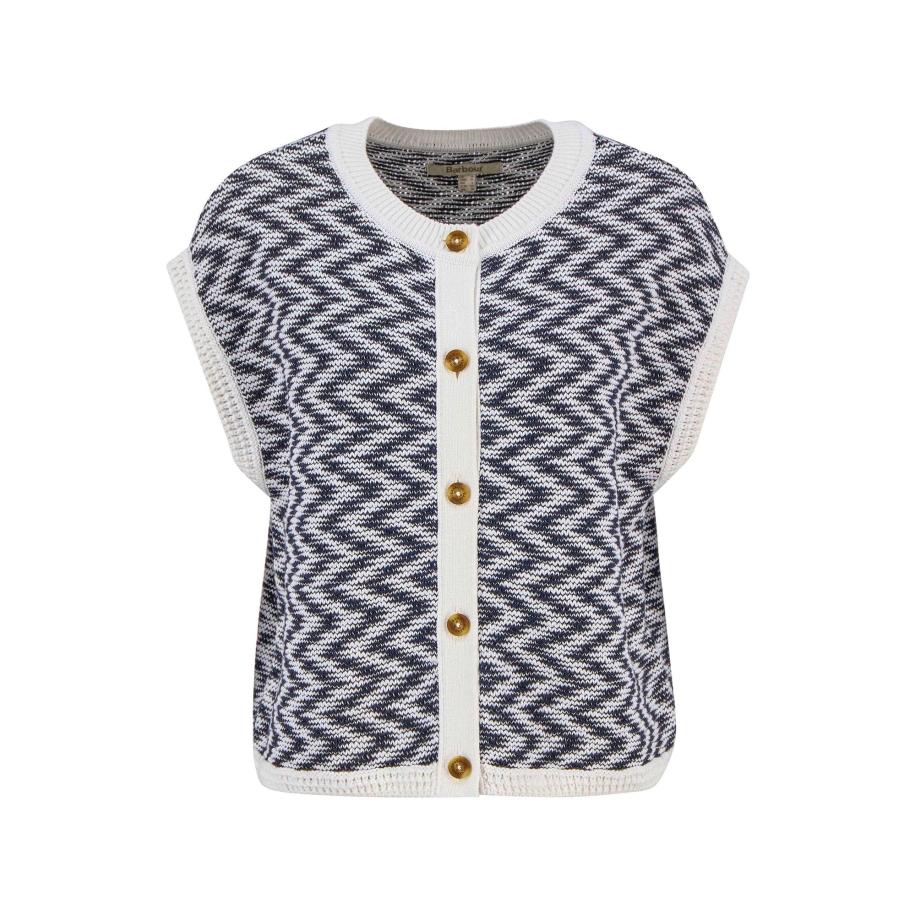 Barbour Gebreide bodywarmer Olivia navy / wit Blauw