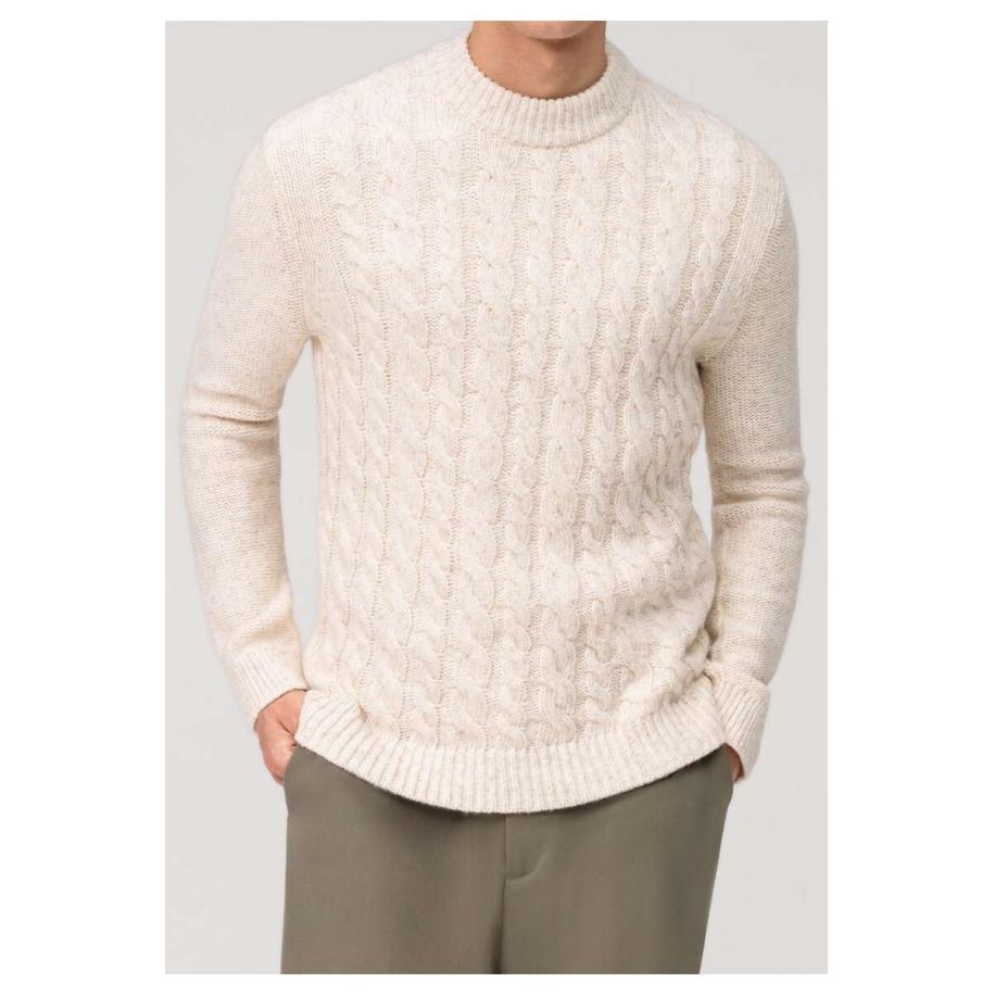 OLYMP Casual Trui ronde hals ecru, Gestructureerd Wit