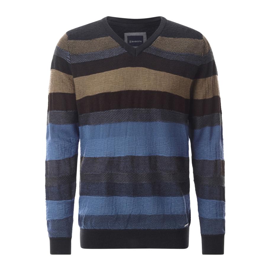 BABISTA Trui V-halsblauw, Gestreept Blauw