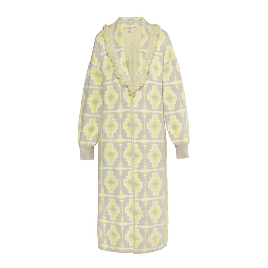 IZIA IZIA Gebreide mantel Eyota geel / grijs -