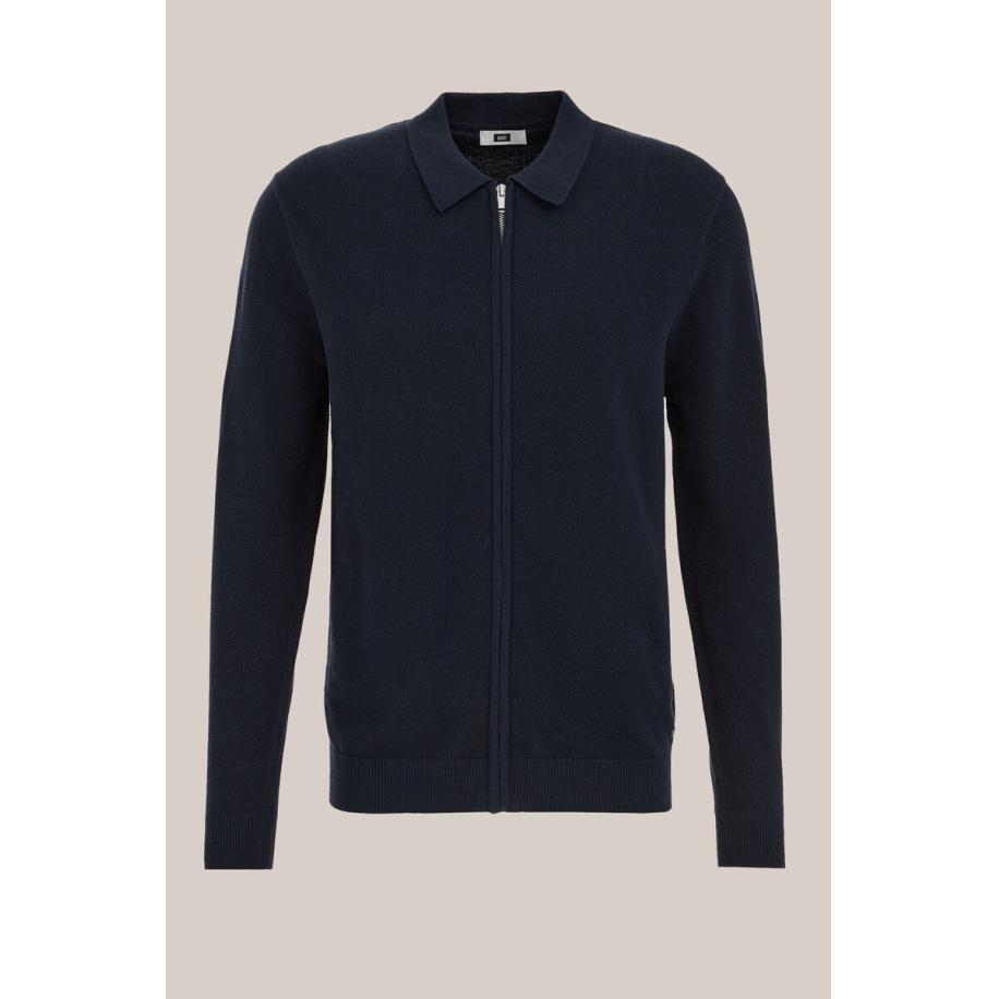 WE Fashion Heren regular fit vest met structuur - Regular fit - Donkerblauw - Katoen - Maat: XS Blauw