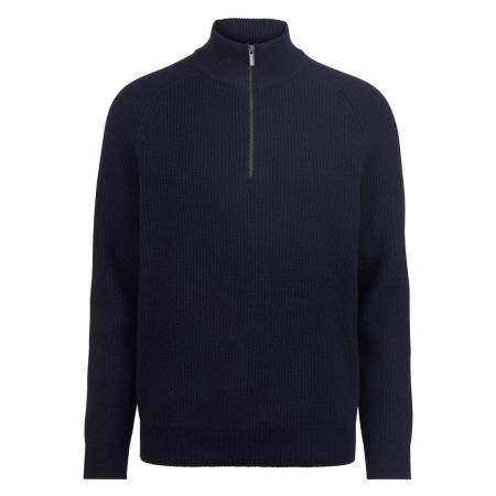 OLYMP SIGNATURE Soft Business Half-Zip Sweater nachtblauw, Gestructureerd