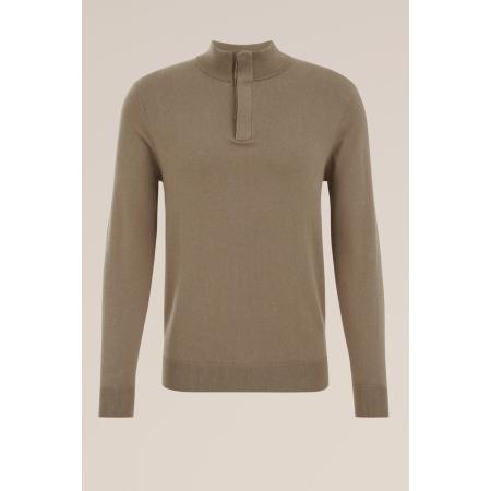 WE Fashion Heren slim fit trui - Slim Fit - Khaki - Katoen - Maat: XS