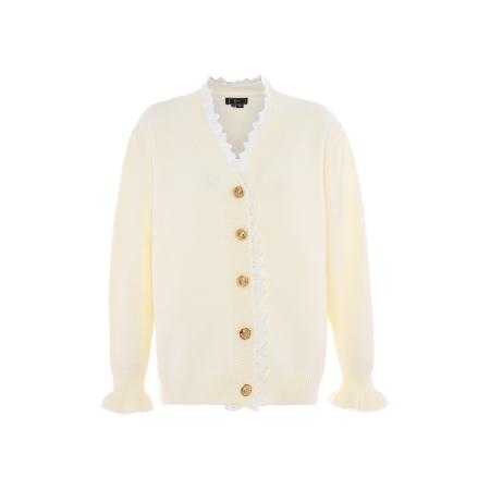 Faina faina Gebreid vest crème / wit