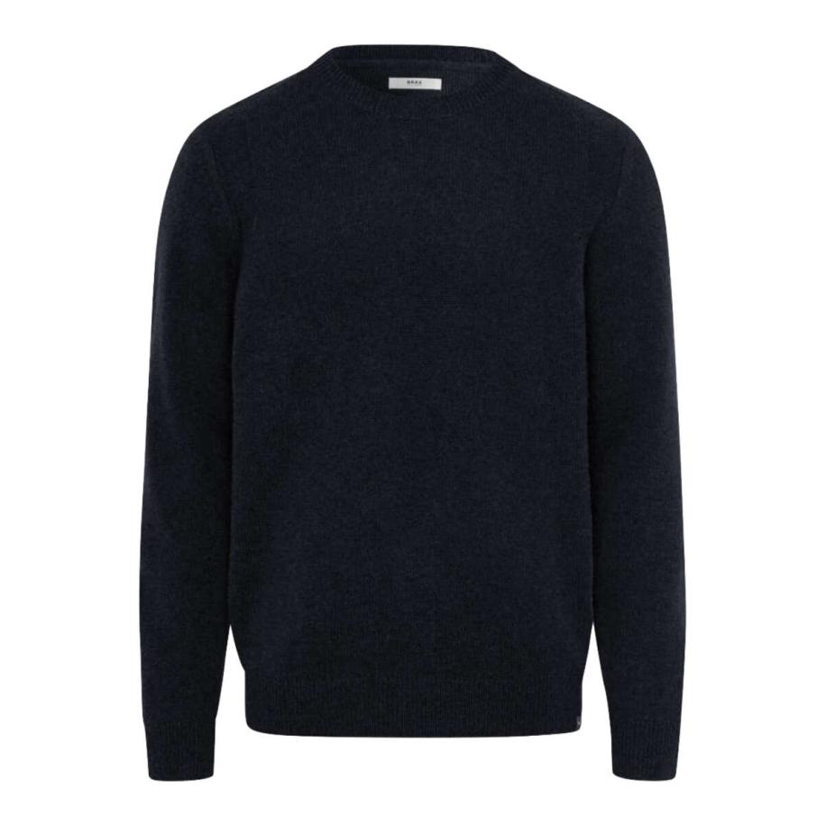 Brax Trui ronde halsMarine, Effen Blauw
