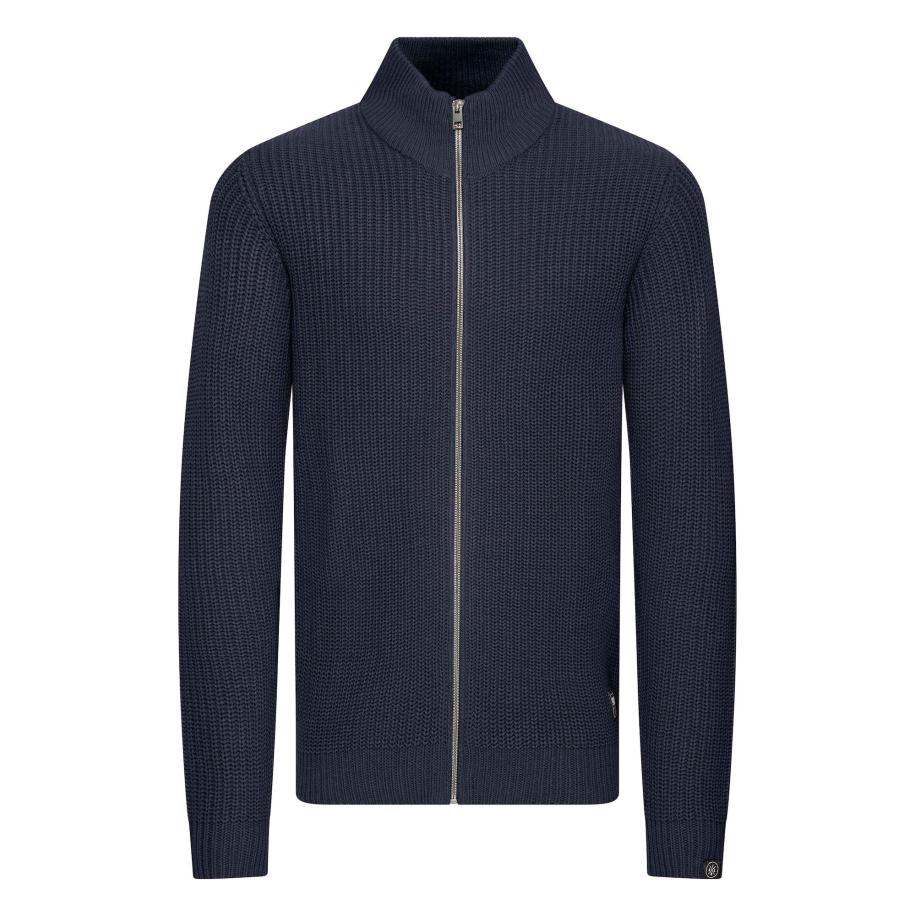 !Solid Gebreid vest Arno navy Blauw