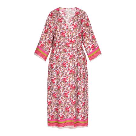 Usha usha FESTIVAL Kimono Fashion Look mosterd / lila / pink / rood / wit