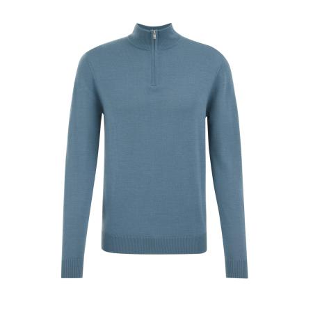Fundamentals heren Slim fit trui van merinowol - Blauw - Merino wol - Maat: XXL