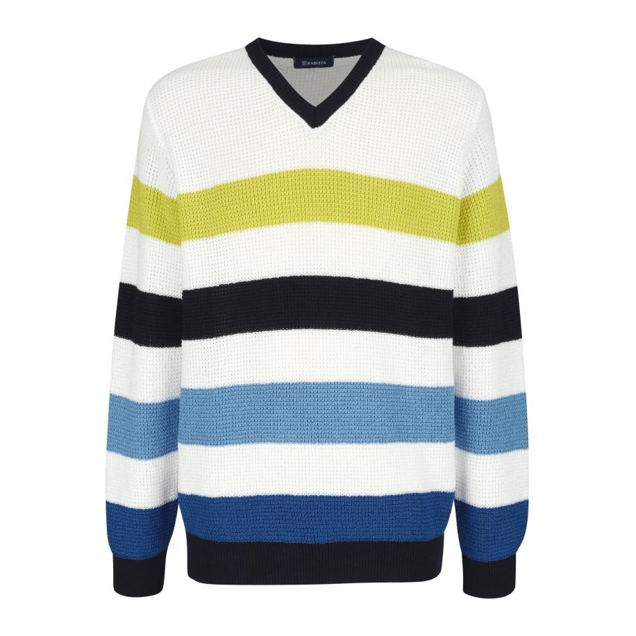 BABISTA Trui V-halswit, Gestreept Wit