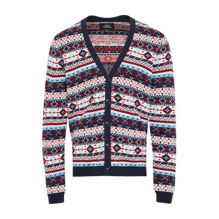 Threadbare Threadbare Gebreid vest Iceland navy / lichtblauw / rood / wit