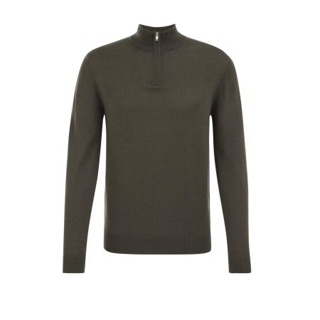 Fundamentals heren Slim fit trui van merinowol - Grijsgroen - Merino wol - Maat: XL