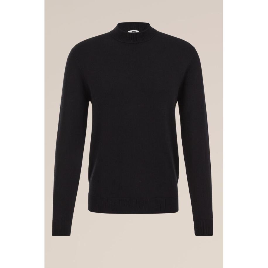 WE Fashion Heren slim fit fijngebreide trui - Slim Fit - Zwart - Katoen - Maat: S Zwart
