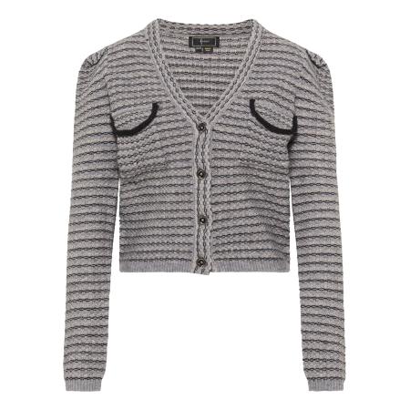 Faina faina Gebreid vest grijs gemêleerd / zwart