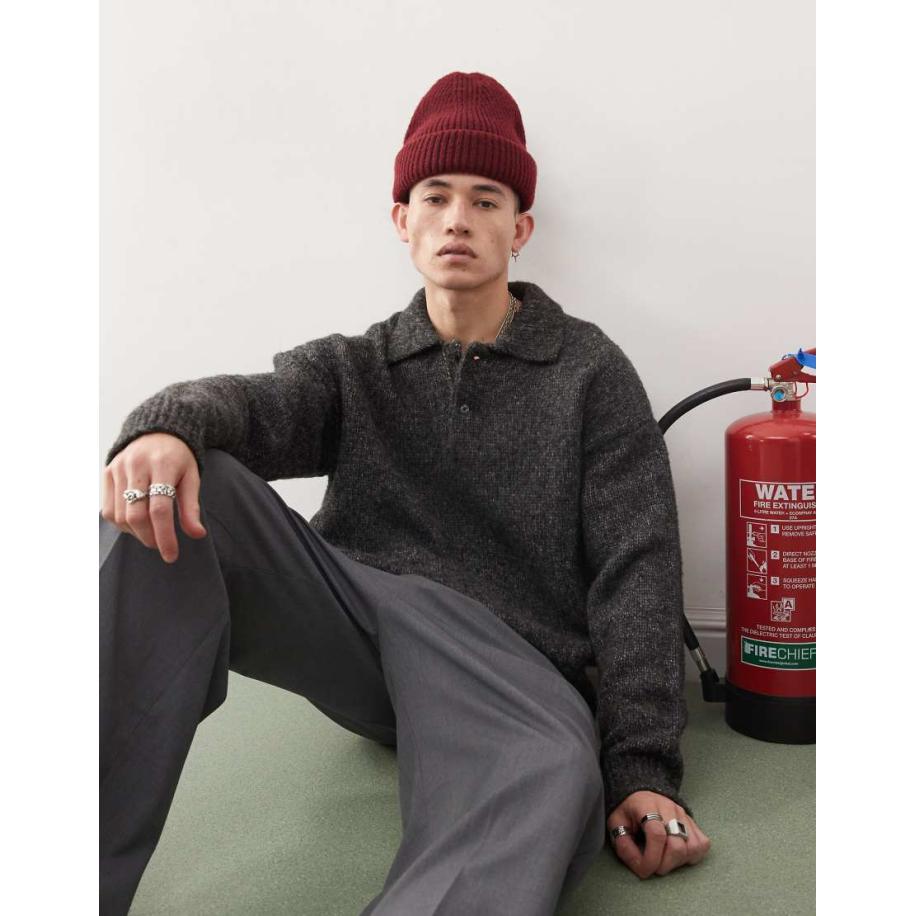 Weekday - Bobby - Polotrui van wolmix in gemêleerd donkergrijs Grijs