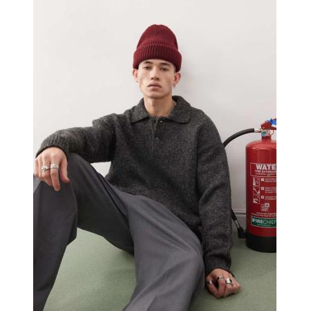 Weekday - Bobby - Polotrui van wolmix in gemêleerd donkergrijs