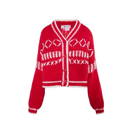 IZIA IZIA Gebreid vest Eyota rood / wit