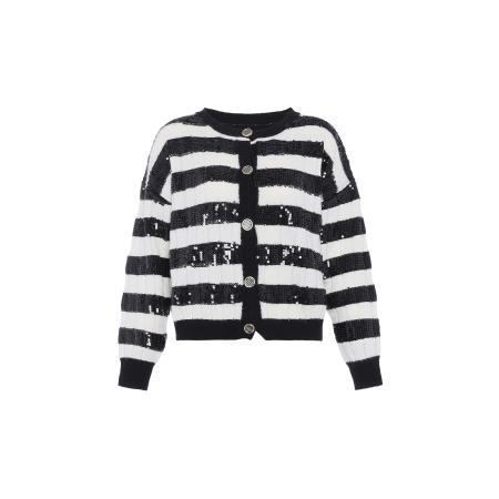 Faina faina Gebreid vest zwart / offwhite